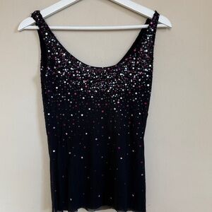 Elegant Black, Purple and Pink Mesh Sequin Women's sleeveless top